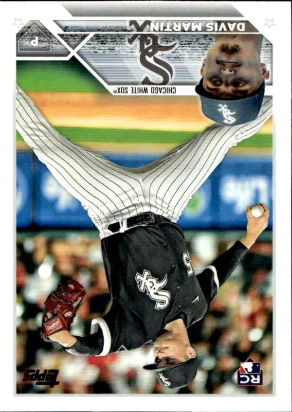 Baseball trading card of Davis Martin pitching for the Chicago White Sox in black uniform