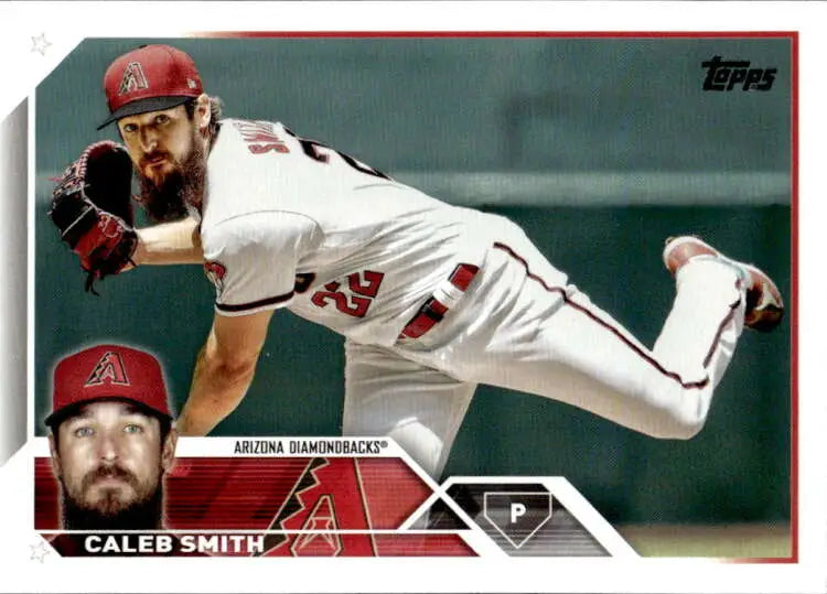 Caleb Smith pitching in Arizona Diamondbacks uniform on 2023 Topps baseball card