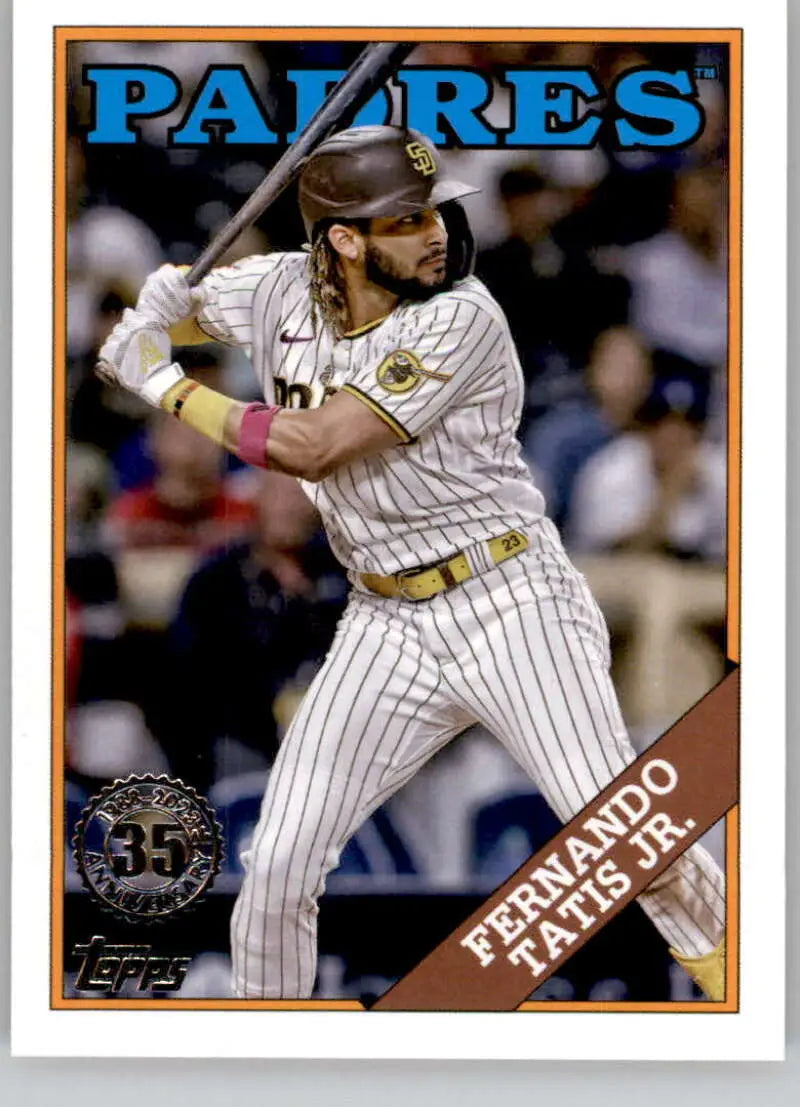 Fernando Tatis Jr. at bat in white pinstriped uniform San Diego Padres baseball card