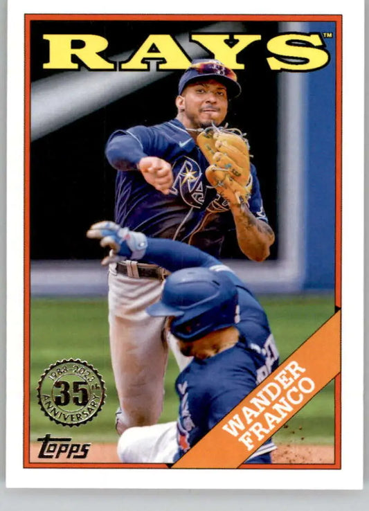 Wander Franco making a stellar defensive play on a Tampa Bay Rays baseball card