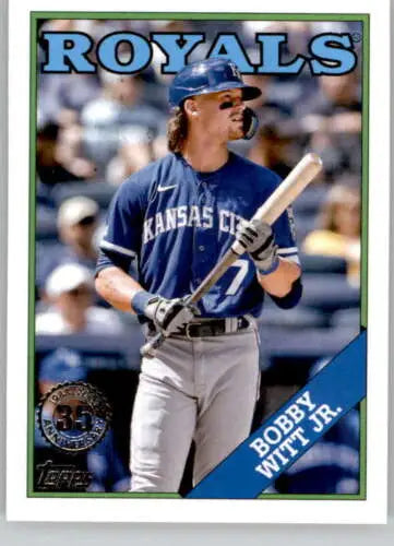 Bobby Witt Jr. 2023 Topps 1988 Baseball card featuring original gloss, Royals ID 57980