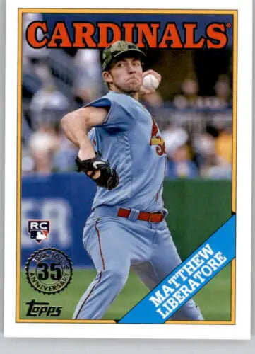 2023 Topps 1988 Baseball Card of Matthew Liberatore with original gloss, Cardinals