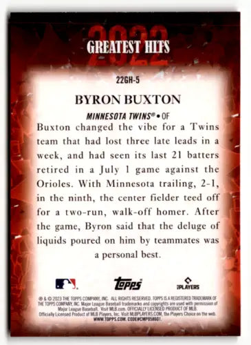 Byron Buxton 2023 Topps Greatest Hits baseball card with original gloss finish