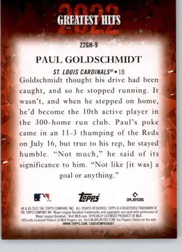 2023 Topps Greatest Hits Paul Goldschmidt baseball card with original gloss finish