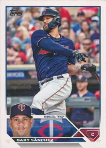 Gary Sánchez baseball card featuring original gloss from 2023 Topps #203 Twins