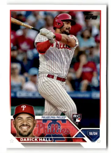 Darick Hall 2023 Topps rookie baseball card with original gloss, Phillies memorabilia