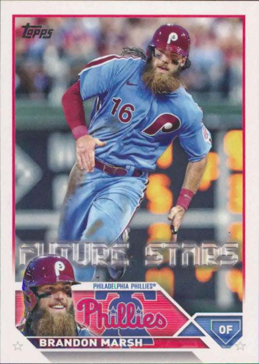 Brandon Marsh Philadelphia Phillies Baseball Card in powder blue uniform with red beard