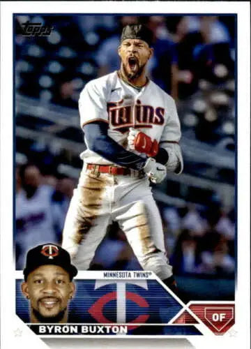 2023 Topps #25 Byron Buxton baseball card featuring original gloss for Twins fans