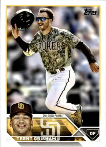 Trent Grisham baseball card featuring original gloss from 2023 Topps #26 Padres