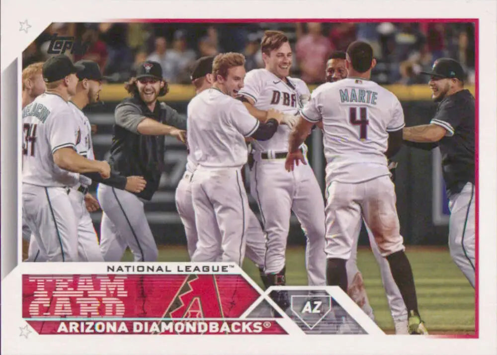 Arizona Diamondbacks players celebrating on 2023 Topps #263 Team Card Baseball Card