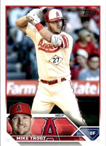 Mike Trout baseball card from 2023 Topps #27 with original gloss NM-MT condition