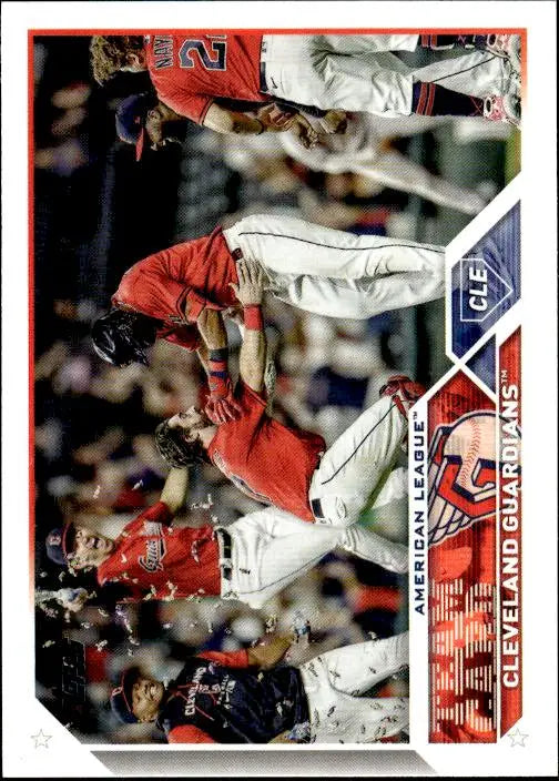 Los Angeles Angels player sliding into home plate on a Cleveland Guardians trading card