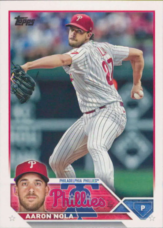 2023 Topps #278 Aaron Nola baseball card featuring Philadelphia Phillies pitcher in uniform