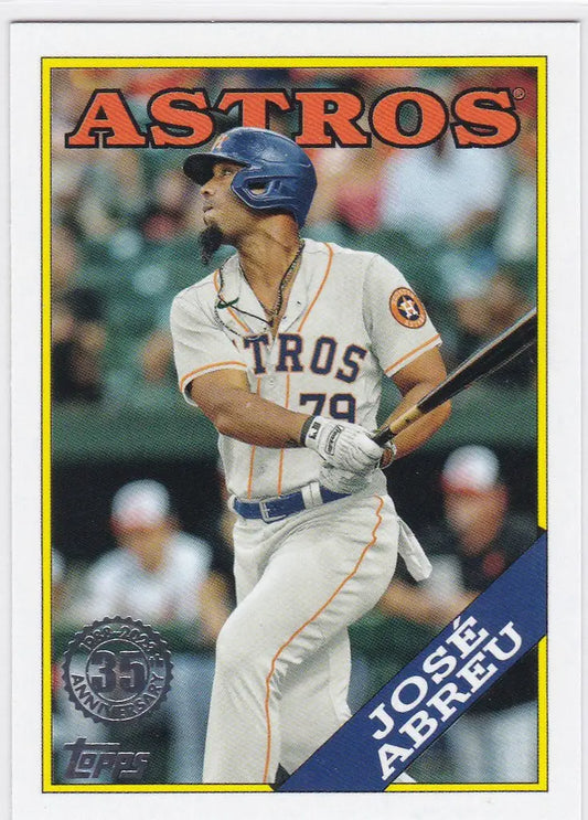 Jose Abreu 35th insert baseball card showing Houston Astros player at bat in white uniform