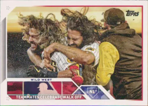 Jorge Alfaro celebrating teammates on 2023 Topps #303 baseball card, original gloss finish