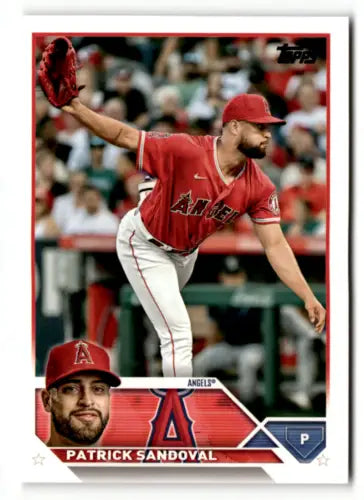 Baseball card featuring Patrick Sandoval in original gloss from 2023 Topps set