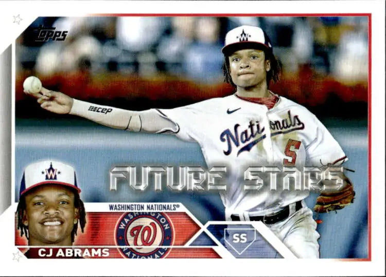 Baseball card featuring CJ Abrams and another player in Washington Nationals uniforms