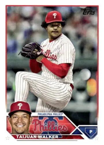 Baseball card of Taijuan Walker in pinstripe uniform for the Philadelphia Phillies