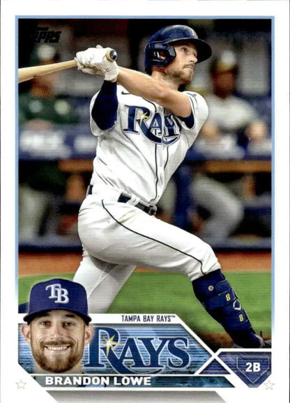 Brandon Lowe in batting stance on 2023 Topps #36 Tampa Bay Rays Baseball Card