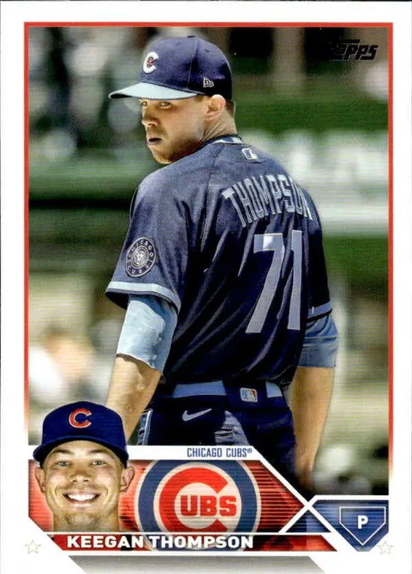 Baseball card of Keegan Thompson, Chicago Cubs player wearing jersey number 71