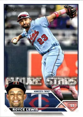 Royce Lewis baseball card showcasing original gloss from 2023 Topps NM-MT Twins