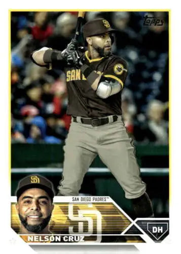 Nelson Cruz baseball card from 2023 Topps #520 original gloss Padres Simply Sandoval