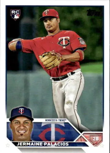 Jermaine Palacios 2023 Topps RC rookie card featuring original gloss and Twins image