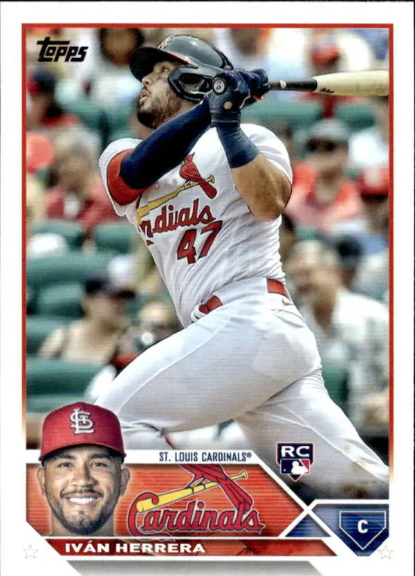 Topps baseball card of Ivan Herrera in batting stance for St. Louis Cardinals