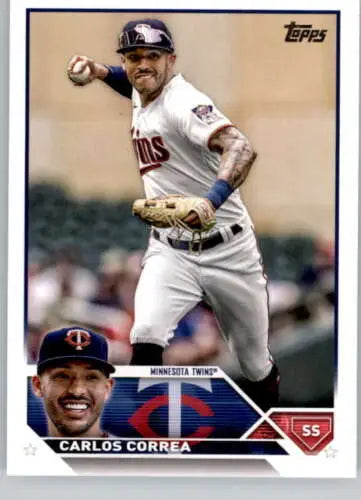 2023 Topps #583 Carlos Correa baseball card with original gloss, NM-MT condition