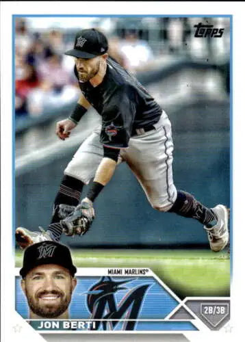 2023 Topps #72 Jon Berti baseball card featuring original gloss for Marlins fans