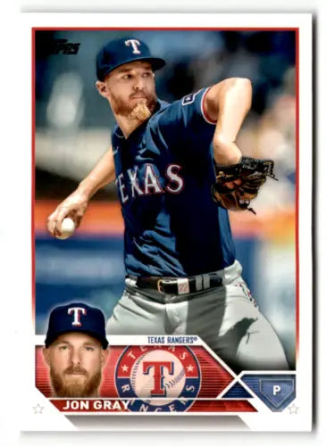 2023 Topps #73 Jon Gray baseball card featuring original gloss for Rangers collectors