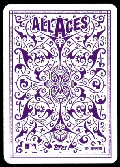 Ornate purple playing card design with ALL ACES text for Justin Verlander Houston Astros baseball card