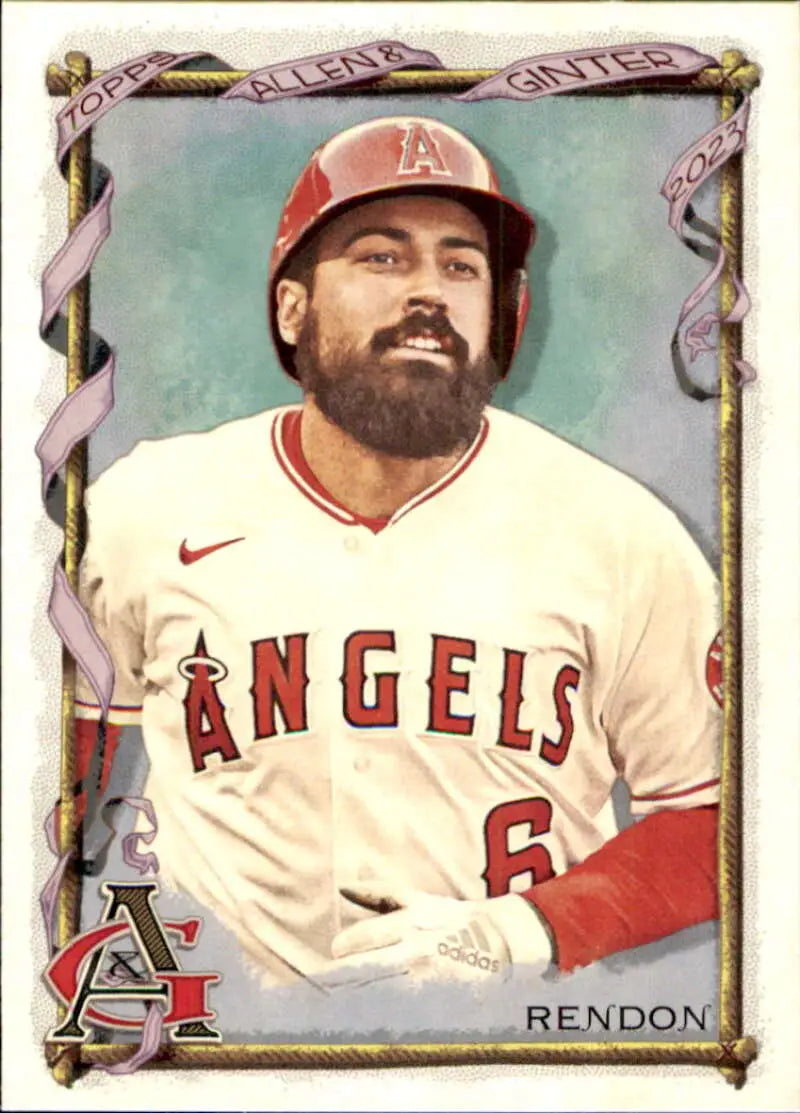 Baseball card of Anthony Rendon in a Los Angeles Angels jersey with red beard