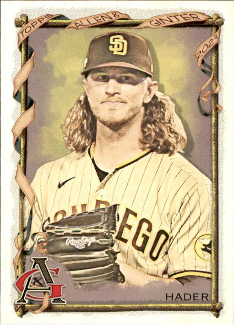 Baseball card of San Diego Padres Josh Hader in home pinstripe uniform