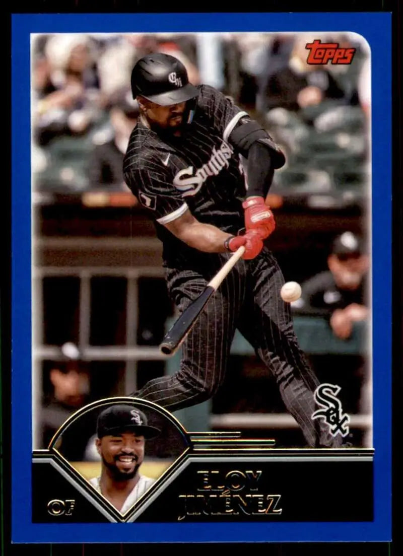 Eloy Jimenez at bat in black uniform on 2023 Topps Archives White Sox card