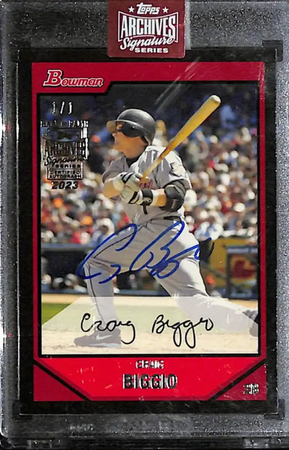 Signed Craig Biggio Baseball Card featuring Pittsburgh Pirates player at bat