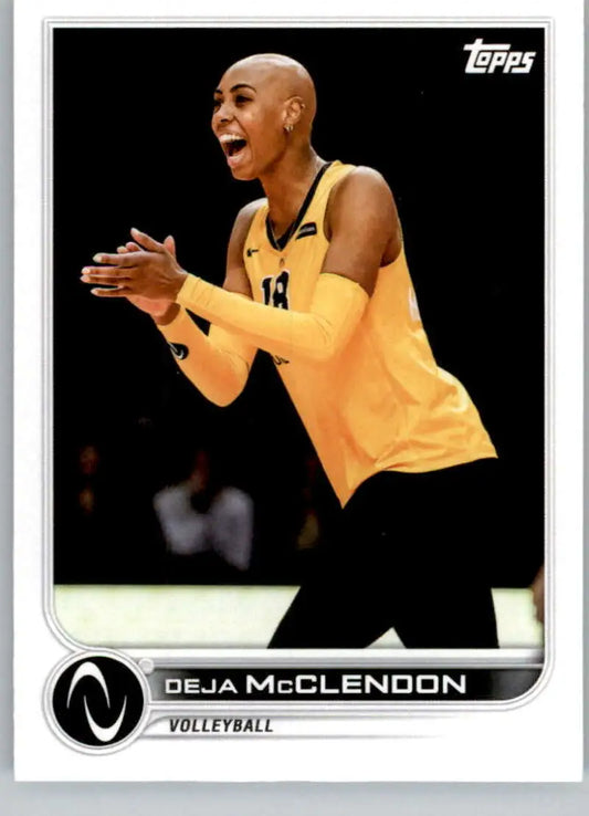 Topps Athletes Unlimited Deja McClendon Volleyball card featuring player in yellow jersey