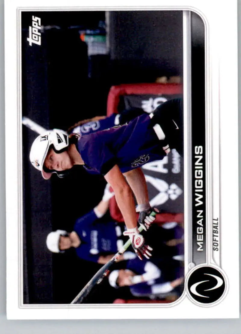 Megan Wiggins in blue uniform on 2023 Topps Athletes Unlimited trading card at bat