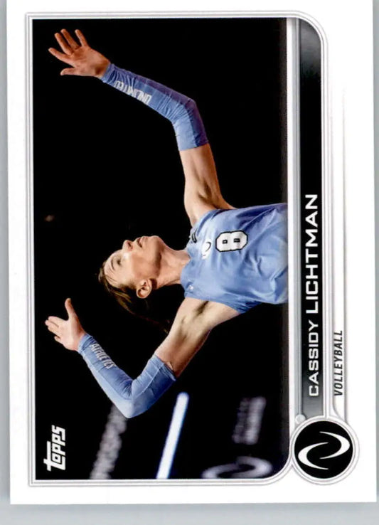 Baseball player in light blue uniform showcasing Cassidy Lichtman for Topps Athletes Unlimited