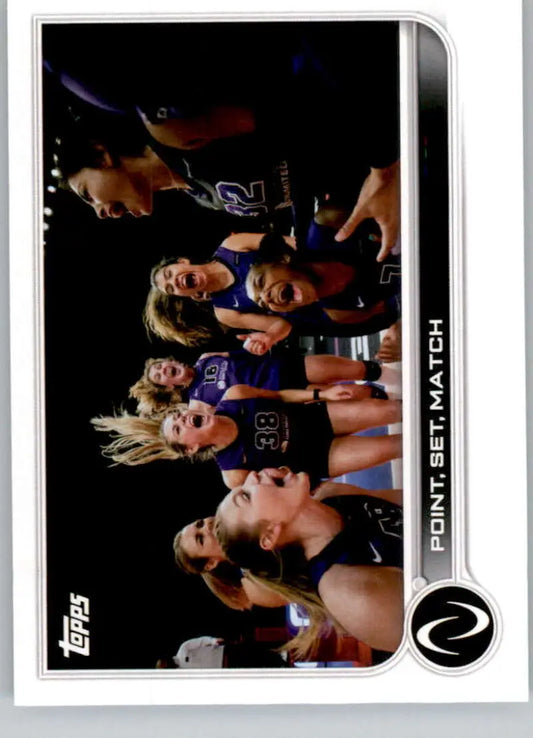 WWE women wrestlers in wrestling attire on a Topps Athletes Unlimited volleyball card