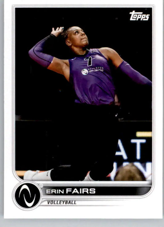 Topps Athletes Unlimited card of Erin Fairs in a purple volleyball uniform jumping