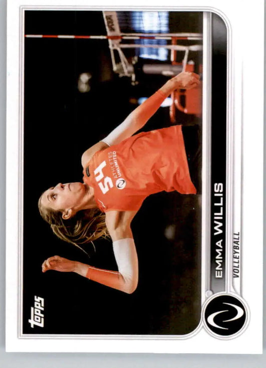 Emma Willis diving in orange jersey on 2023 Topps Athletes Unlimited Volleyball Card