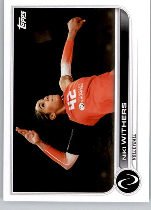 Topps Athletes Unlimited Niki Withers Volleyball Card featuring celebration in red jersey