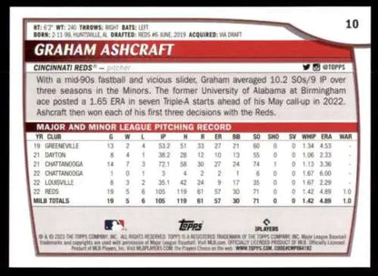 2023 Topps Big League #10 Graham Ashcraft NM-MT RC baseball card original gloss