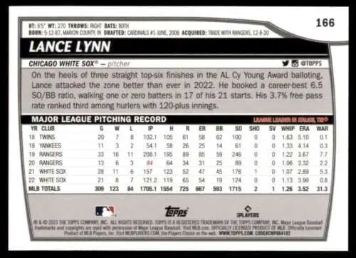 Lance Lynn baseball card from 2023 Topps Big League with original gloss finish