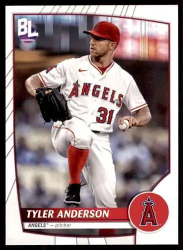 Baseball card of Tyler Anderson in Angels uniform, Topps Big League original gloss