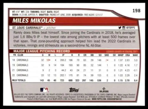 2023 Topps Big League #198 Miles Mikolas baseball card in original gloss finish