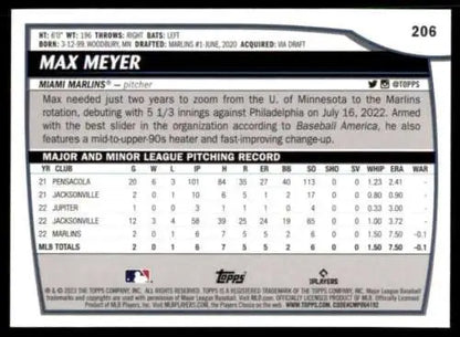 Max Meyer baseball card from 2023 Topps Big League NM-MT RC for Marlins collectors