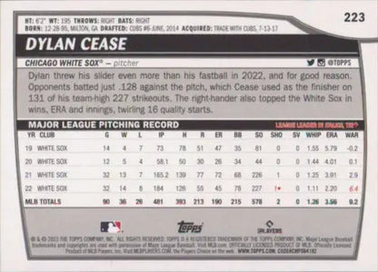 Dylan Cease baseball card from 2023 Topps Big League features original gloss White Sox