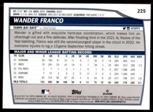 Wander Franco baseball card from 2023 Topps Big League with original gloss finish